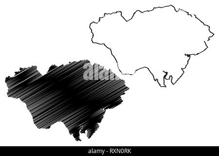 Cardiff (Regno Unito, Galles Cymru, principali zone del Galles) mappa illustrazione vettoriale, scribble schizzo Città e Contea di Cardiff map Illustrazione Vettoriale