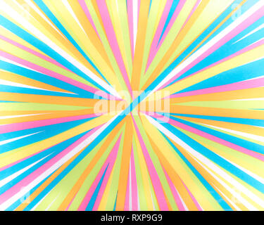 Le linee convergenti - strisce colorate - luminoso spettro arcobaleno di colori radiale linee convergenti sfondo Foto Stock