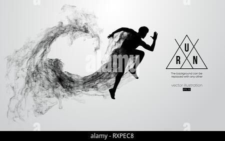 Silhouette astratta di un atleta in esecuzione uomo su sfondo bianco. Atleta corre sprint e maratona. Illustrazione Vettoriale Illustrazione Vettoriale