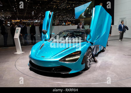 Ginevra, Svizzera - 6 Marzo 2019: McLaren 720S sports car esposti all'ottantanovesimo Geneva International Motor Show. Foto Stock