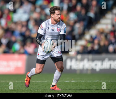 Londra, Regno Unito. 10 mar 2019. Danny Cipriani di Gloucester durante la Premiership Gallagher match tra arlecchini e Gloucester rugby a Twickenham Stoop Domenica, 10 marzo 2019. Londra Inghilterra. (Solo uso editoriale, è richiesta una licenza per uso commerciale. Nessun uso in scommesse, giochi o un singolo giocatore/club/league pubblicazioni.) Credito: Taka G Wu/Alamy News Foto Stock