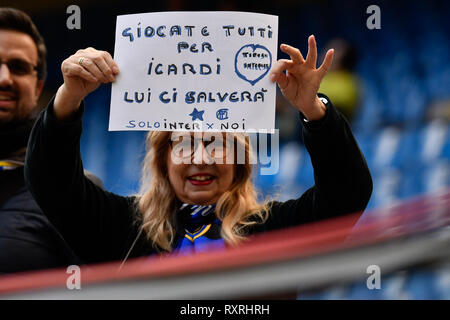 Milano, Italia. Decimo Mar 2019. durante il campionato di Serie A TIM partita di calcio tra FC Internazionale Milano e SPAL Ferrara a Stadio Giuseppe Meazza su 10 Mars, 2019 di Milano, Italia. Credito: FABIO PETROSINO/Alamy Live News Foto Stock