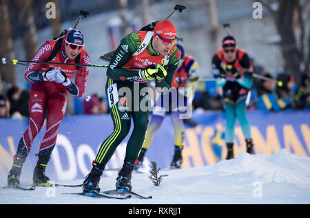 Il 10 marzo 2019, Svezia, Östersund: Biathlon: World Championship, pursuit 12,5 km, uomini. Arnd Peiffer Germania in azione. Foto: Sven Hoppe/dpa Foto Stock