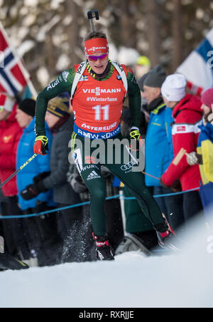 Il 10 marzo 2019, Svezia, Östersund: Biathlon: World Championship, pursuit 12,5 km, uomini. Benedikt Doll dalla Germania in azione. Foto: Sven Hoppe/dpa Foto Stock