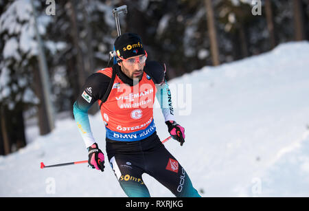 Il 10 marzo 2019, Svezia, Östersund: Biathlon: World Championship, pursuit 12,5 km, uomini. Martin Fourcade Francia in azione. Foto: Sven Hoppe/dpa Foto Stock