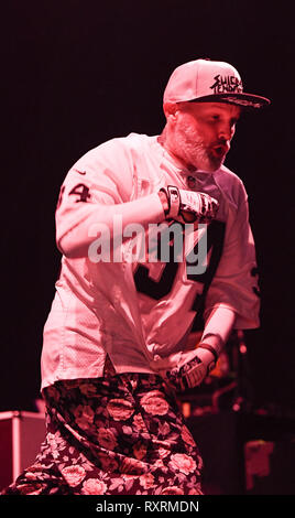 Costa Mesa, California, Stati Uniti d'America. 9 Mar 2019. Fred Durst esegue con Limp Bizkit al Musink Festival in Costa Mesa ca. il 9 marzo 2019 Credit: Dave Safley/ZUMA filo/Alamy Live News Foto Stock