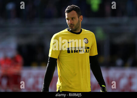 Milano, Italia. Il 10 marzo 2019. Samir Handanovic di FC Internazionale durante la Serie A match tra FC Internazionale e Spal. Credito: Marco Canoniero/Alamy Live News Foto Stock