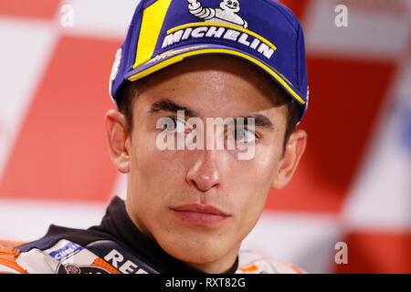 Marc Marquez (SPA) del Team Repsol Honda, conferenza stampa dopo Pramac Motorrad Grand Prix Deutschland, Sachsenring, in Germania, il 15 Luglio 2018 Foto Stock