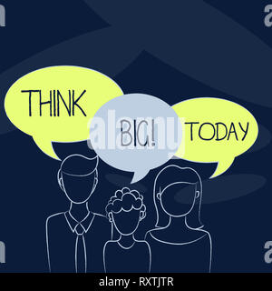 Segno di testo mostra pensa in grande. Business photo presentazione di avere grandi idee sogno di un qualcosa di sorprendente Foto Stock
