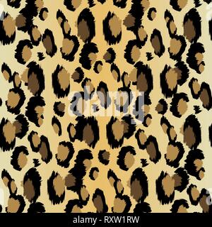 Leopard pattern. Vettore di perfetta stampa. Animale realistico texture. In bianco e nero e macchie di colore giallo su sfondo beige. Abstract modello ripetitivo - Leopard Illustrazione Vettoriale