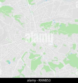 Downtown mappa vettoriale di Lviv, Ucraina. Questa mappa stampabile di Lviv contiene linee classiche e forme colorate per terra di massa, parchi, acqua, principali e mino Illustrazione Vettoriale