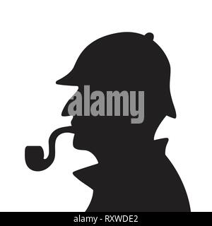 Sherlock Holmes silhouette illustrazione vettoriale Illustrazione Vettoriale