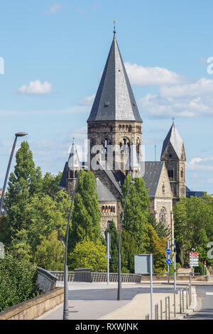 Vista del tempio Neuf una chiesa riformata in Metz Foto Stock