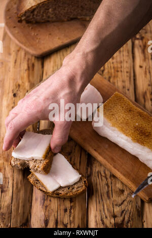 Sandwich ucraino con pancetta Foto Stock