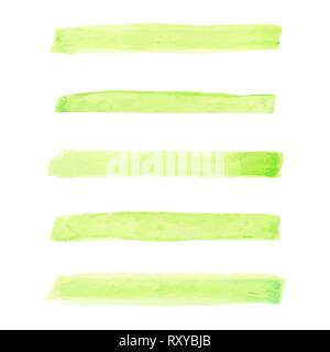 Serie di acquerelli di verde pastello corsa di spazzole Illustrazione Vettoriale