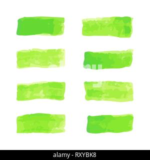 Serie di acquerelli di verde pastello corsa di spazzole Illustrazione Vettoriale