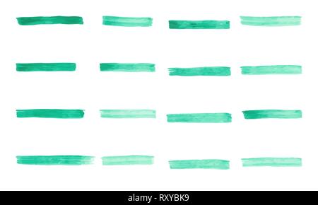 Serie di acquerelli di verde pastello corsa di spazzole Illustrazione Vettoriale