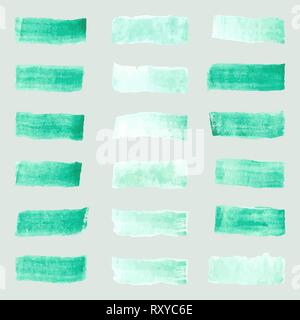Serie di acquerelli di verde pastello corsa di spazzole Illustrazione Vettoriale