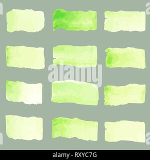 Serie di acquerelli di verde pastello corsa di spazzole Illustrazione Vettoriale