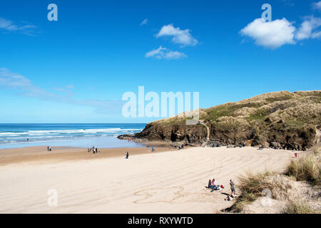 Spiaggia sabbiosa perranporth Cornwall Inghilterra Regno Unito Foto Stock