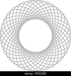 Spirograph elemento astratto cerchio concentrico Fractal pattern icona grafica colore nero profilo illustrazione vettoriale piatta immagine di stile Illustrazione Vettoriale