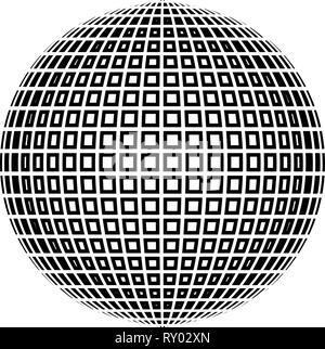 Palla da discoteca Discoteca il concetto di partito sfera mondo concept Web idea icona colore nero profilo illustrazione vettoriale piatta immagine di stile Illustrazione Vettoriale