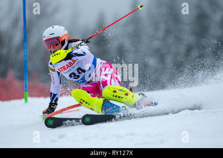 Repubblica ceca Gabriela Capova compete in Coppa del Mondo di Sci Alpino (evento di slalom speciale femminile) in Spindleruv Mlyn, Repubblica Ceca, 9 marzo 2019. (CTK foto/Radek Petrasek) Foto Stock