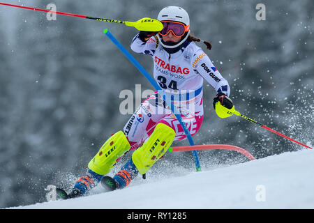 Repubblica ceca Gabriela Capova compete in Coppa del Mondo di Sci Alpino (evento di slalom speciale femminile) in Spindleruv Mlyn, Repubblica Ceca, 9 marzo 2019. (CTK foto/Radek Petrasek) Foto Stock