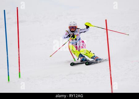 Repubblica ceca Gabriela Capova compete in Coppa del Mondo di Sci Alpino (evento di slalom speciale femminile) in Spindleruv Mlyn, Repubblica Ceca, 9 marzo 2019. (CTK foto/David Tanecek) Foto Stock