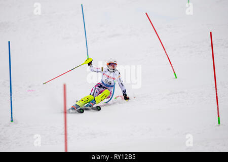 Repubblica ceca Gabriela Capova compete in Coppa del Mondo di Sci Alpino (evento di slalom speciale femminile) in Spindleruv Mlyn, Repubblica Ceca, 9 marzo 2019. (CTK foto/David Tanecek) Foto Stock