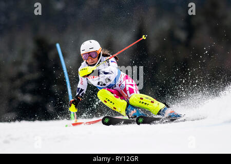 Repubblica ceca Gabriela Capova compete in Coppa del Mondo di Sci Alpino (evento di slalom speciale femminile) in Spindleruv Mlyn, Repubblica Ceca, 9 marzo 2019. (CTK foto/David Tanecek) Foto Stock
