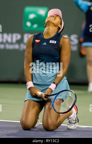 Indian Wells, California, Stati Uniti d'America. 9 Mar, 2019. Naomi Osaka (JPN) sconfisse Kristina Mladenovic (FRA) 6-3, 6-4 al BNP Paribas Open a Indian Wells Tennis Garden di Indian Wells, California. © Mal Taam/TennisClix/CSM/Alamy Live News Foto Stock