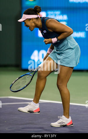 Indian Wells, California, Stati Uniti d'America. 9 Mar, 2019. Naomi Osaka (JPN) sconfisse Kristina Mladenovic (FRA) 6-3, 6-4 al BNP Paribas Open a Indian Wells Tennis Garden di Indian Wells, California. © Mal Taam/TennisClix/CSM/Alamy Live News Foto Stock