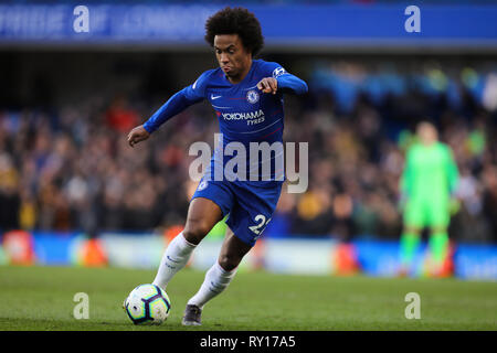 Londra, Regno Unito. Decimo Mar, 2019. Willian del Chelsea - Chelsea v Wolverhampton Wanderers, Premier League, Stamford Bridge, London - 10 Marzo 2019 solo uso editoriale - DataCo restrizioni si applicano Credito: Giornata immagini limitata/Alamy Live News Foto Stock