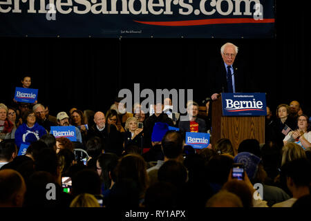 Concord, New Hampshire, Stati Uniti d'America. Decimo Mar, 2019. BERNIE SANDERS campagne in concordia, New Hampshire. Credito: Preston Ehrler/ZUMA filo/Alamy Live News Foto Stock