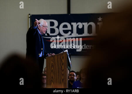 Concord, New Hampshire, Stati Uniti d'America. Decimo Mar, 2019. BERNIE SANDERS campagne in concordia, New Hampshire. Credito: Preston Ehrler/ZUMA filo/Alamy Live News Foto Stock