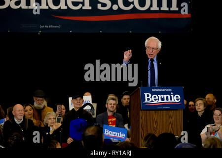 Concord, New Hampshire, Stati Uniti d'America. Decimo Mar, 2019. BERNIE SANDERS campagne in concordia, New Hampshire. Credito: Preston Ehrler/ZUMA filo/Alamy Live News Foto Stock