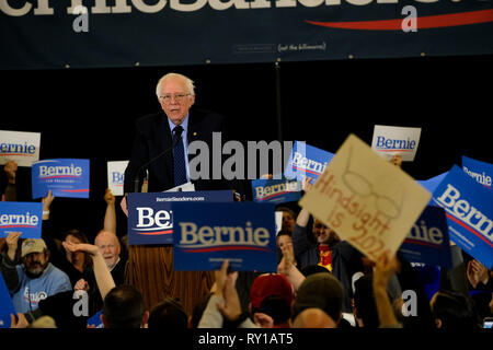 Concord, New Hampshire, Stati Uniti d'America. Decimo Mar, 2019. BERNIE SANDERS campagne in concordia, New Hampshire. Credito: Preston Ehrler/ZUMA filo/Alamy Live News Foto Stock