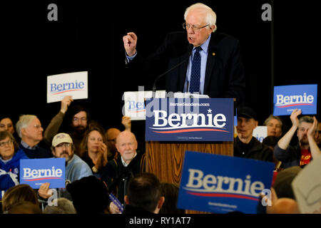 Concord, New Hampshire, Stati Uniti d'America. Decimo Mar, 2019. BERNIE SANDERS campagne in concordia, New Hampshire. Credito: Preston Ehrler/ZUMA filo/Alamy Live News Foto Stock