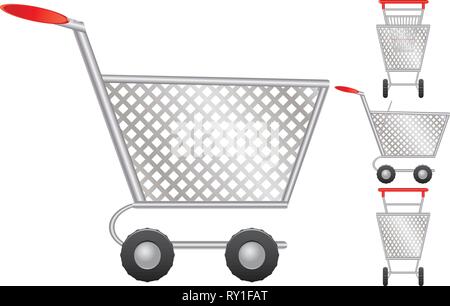 Set di carrello per online shop, icona per l'e-commerce, illustrazione vettoriale Illustrazione Vettoriale