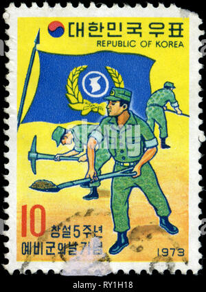 Francobollo dalla Corea del Sud rilasciato in 1973 Foto Stock