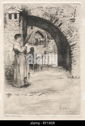 Incisioni di Venezia: Net Makers, 1881. Otto H. Bacher (American, 1856-1909). Attacco Foto Stock