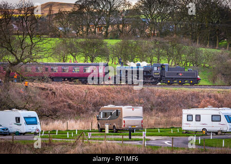 Esat Lancashire ferrovia a vapore a molla gala 2019. Foto Stock