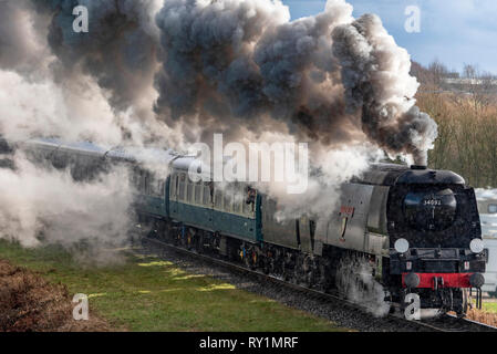 Esat Lancashire ferrovia a vapore a molla gala 2019. Foto Stock