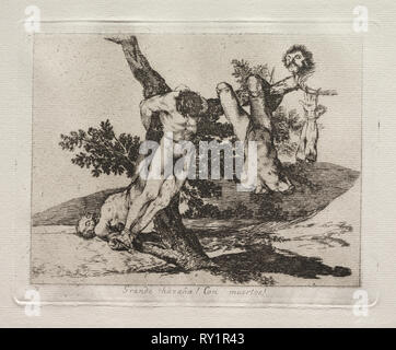 Gli orrori della guerra: un'impresa eroica! Con Dead Men!. Francisco de Goya (Spagnolo, 1746-1828). Attacco Foto Stock