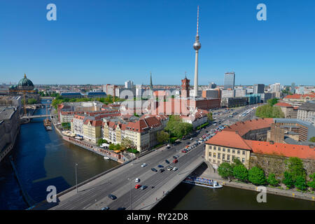 Spree, Nikolaiviertel, Mitte di Berlino, Deutschland Foto Stock