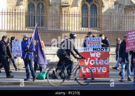 Westminster, Londra, Regno Unito. Il 28 gennaio, 2019. Pro-Brexit e attivisti Anti-Brexit dimostrare in Westminster, Londra. Foto Stock