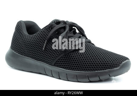 Nero scarpa a piedi tagliare isolati su sfondo bianco Foto Stock