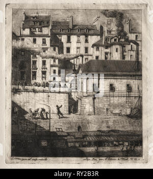 Incisioni di Parigi: la Camera Mortuaria, 1854. Charles Meryon (Francese, 1821-1868). Attacco Foto Stock