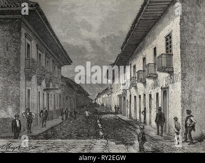 America equonoccial. La Colombia. Cauca. Strada di Cali. Incisione del XIX secolo. Foto Stock